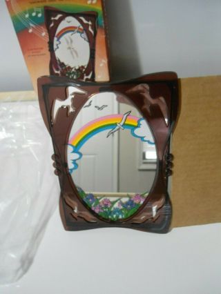 Vintage Music Box Mirror “somewhere Over The Rainbow” With Bird Magnet