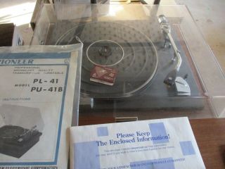 Vintage Pioneer Pl - 41 Turntable Record Player Po 41 B With Dust Cover Belt Drive