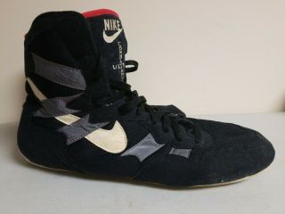 Rare Vintage 1990s Nike Combatant Ultra Black Wrestling Shoes Size U.  S.  14