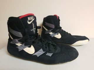 RARE Vintage 1990s Nike Combatant Ultra Black Wrestling Shoes Size U.  S.  14 2
