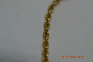 Vintage Solid 14k Gold 2mm 15 1/2 " Rope Chain Necklace Wear Or Scrap 3.  8 Grams