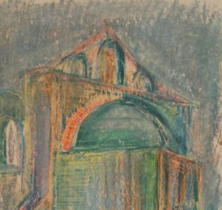Russian art,  Vintage expressionist pastel painting,  Cityscape,  signed R.  Falk 4