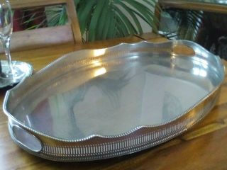 A Large Vintage Silver Plated Tray - Wave Edged