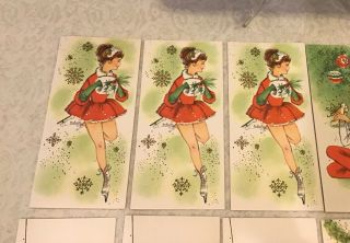 MCM Vintage Rust Craft Miss Christmas Cards 12 Card Set Cat Poodle Mod 6