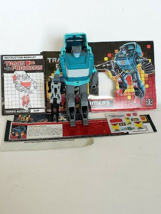 Transformers G1 Vintage Targetmaster Kup 1987 W/ Decal Sheet Premium