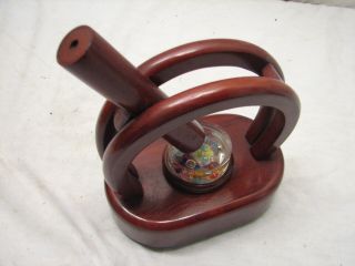 Vintage Key Wind Wooden Kaleidoscope Desk Shelf Decor Spinning Scope