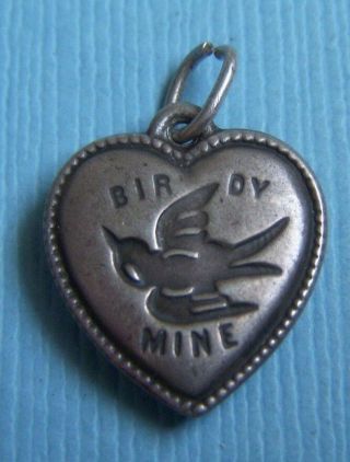 Vintage Birdy Mine Puffy Heart Sterling Charm