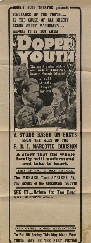 Doped Youth [reefer Madness] (1936) Vintage Flyer For Ca.  1945 Reissue