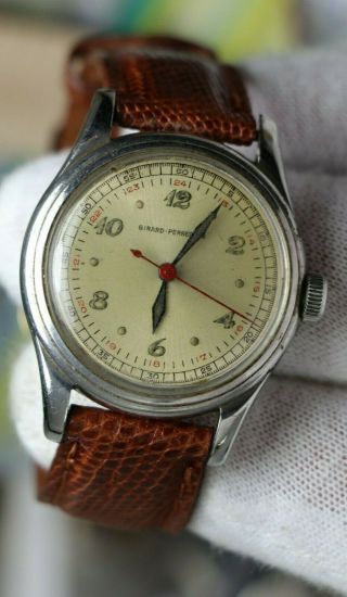 Vintage Girard - Perregaux 24 Hour Dial Mechanical S/S Men ' s Wristwatch c1940s 2