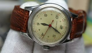 Vintage Girard - Perregaux 24 Hour Dial Mechanical S/S Men ' s Wristwatch c1940s 3