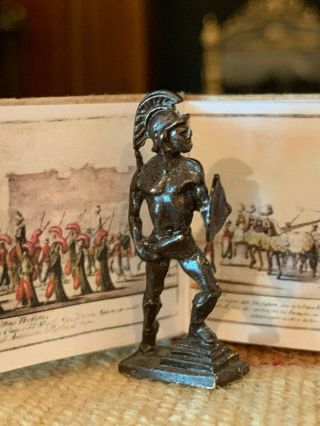 Vintage Miniature Dollhouse Uk Artisan Tiny Bronze Roman Warrior Statue Figurine