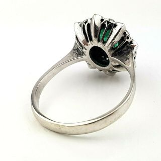 Vintage 18ct White Gold Emerald Cut Emerald & Diamond Ring 5 Grams Size UK Q 5