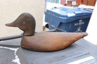 Vintage Carved Duck Decoy Wood Folk Art Bird Figurine N.  C.  Mca Signed