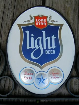 Vintage LONE STAR LIGHT BEER Double Sided FLANGE Lattice Star SIGN Man Cave Bar 6