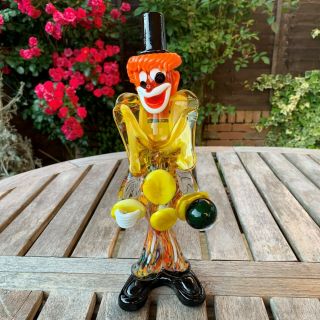 Vintage Murano Hand Blown Art Glass Clown Figurine Italy Colorful Paperweight
