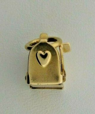 14K Yellow Gold Mail Box Postal Heart Love Notes Moving Charm Pendant 51019 2