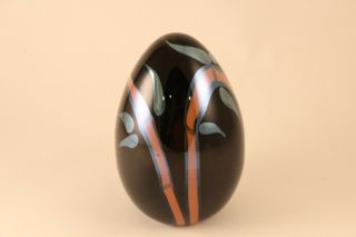 Vintage 1986 Rare Satava Studio Art Glass 5 " Egg Shape Bamboo Paperweight Signed