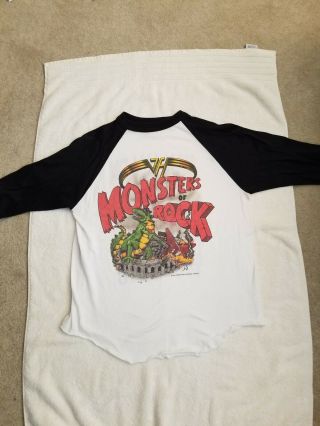 Van Halen Vintage 3/4 Sleeve Concert T - Shirt From 1988 Monsters Of Rock Tour Siz