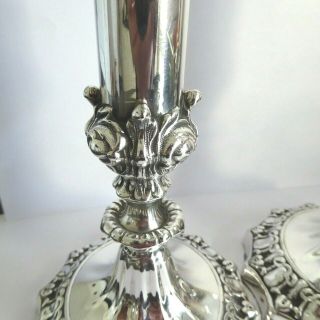 ANTIQUE SILVER PLATE FINE QUALITY CANDLESTICKS 9.  75 INCHES HIGH GLEAMING 4