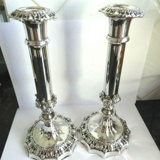 ANTIQUE SILVER PLATE FINE QUALITY CANDLESTICKS 9.  75 INCHES HIGH GLEAMING 5