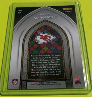 2017 Panini Prizm Patrick Mahomes RC STAINED GLASS Prizm Refractor Rookie Rare 2