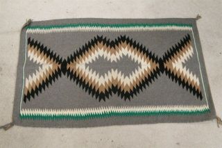 Vintage Navajo Rug Weaving Geometric 3 Diamonds Green Red Brown Non - Regional