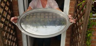 A Large Antique Silver Plated Serving Tray By William Hutton Of Sheffield.  Ornate