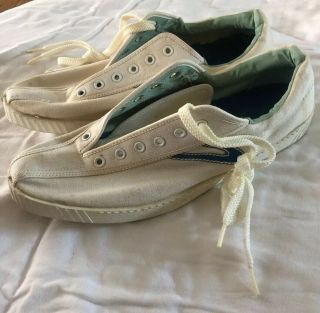 Rare Vintage Tretorn Mens 9 1/2 Canvas Sneakers Shoes Unworn Usa Made