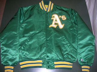 Vintage Early 1990 ' s Oakland A ' s MLB Starter game jacket Large 2