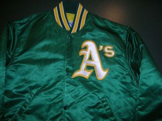 Vintage Early 1990 ' s Oakland A ' s MLB Starter game jacket Large 3