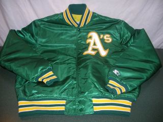 Vintage Early 1990 ' s Oakland A ' s MLB Starter game jacket Large 8