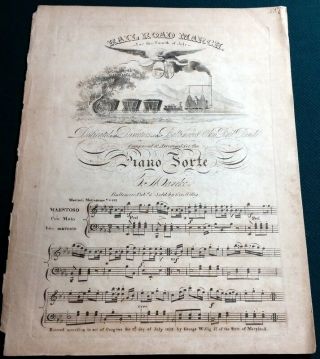 Very Rare 1828 B&o Rr Baltimore & Ohio Sheet Music Railroad C Meineke