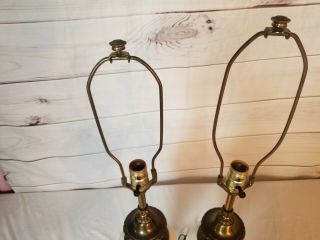Vintage Stiffel Lamps Brass with White Glass 33 