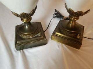 Vintage Stiffel Lamps Brass with White Glass 33 