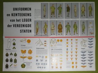Rare Us Owi Wwii Propaganda Poster Us Army Uniforms/insignia In Dutch