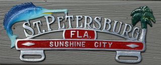 Vintage Metal License Plate Topper St.  Petersburg Florida