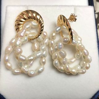 Vintage 14k Gold Pearl Dangle Earrings 1.  1/2 