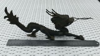 Vintage Chinese Handmade Copper Or Brass Dragon,  May Have Been Enameled Or Gilt