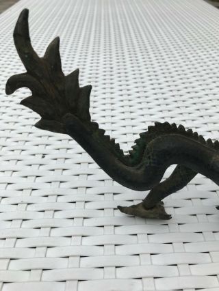 Vintage Chinese handmade copper or brass dragon,  may have been enameled or gilt 2