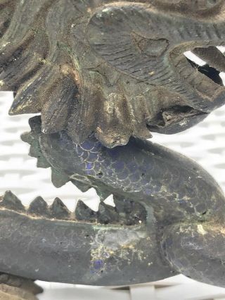 Vintage Chinese handmade copper or brass dragon,  may have been enameled or gilt 3