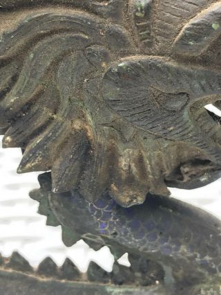 Vintage Chinese handmade copper or brass dragon,  may have been enameled or gilt 4