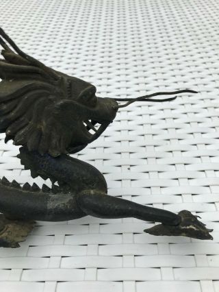 Vintage Chinese handmade copper or brass dragon,  may have been enameled or gilt 8