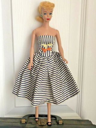 Vintage Blonde Ponytail Barbie 4 With Dress Clothes And Case Mattel 2