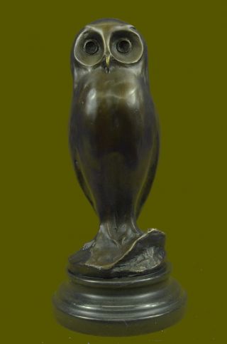 Vintage Ornate Solid Heavy Bronze Owl Bird Animal Brass Art Deco Sculpture Decor