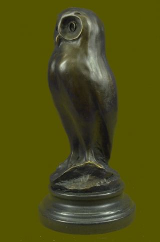 Vintage ornate solid heavy bronze owl Bird animal brass Art Deco Sculpture Decor 3