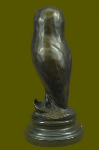 Vintage ornate solid heavy bronze owl Bird animal brass Art Deco Sculpture Decor 4