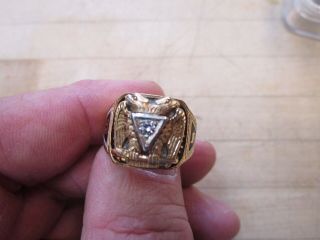 Vintag 32nd Degree Scottish Rite Diamond Ring,  14k Gold Shriners Masonic 6.  96 Dwt