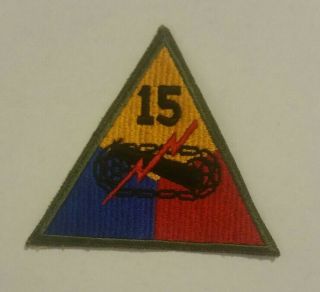 Vintage U.  S.  Army Armored Division 15th Armor Division No Glow Patch