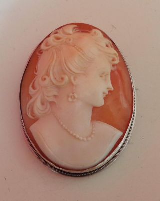 Dealer - Rita Antique Cameo Brooch/pendant Victorian Hand Carved Silver Plate