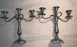 Rogers Bros 1847 Reflection Pattern Silver Plate Candelabras